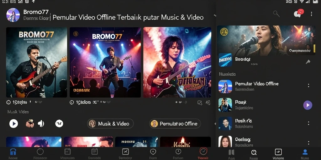 Screenshot utama BROMO77 menampilkan antarmuka Pemutar Video Offline yang sederhana dan menarik.
