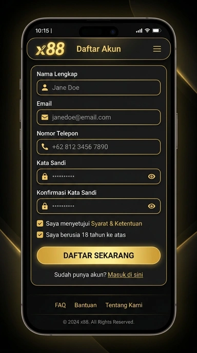 Tampilan halaman daftar x88