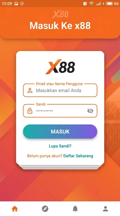 Tampilan halaman login x88